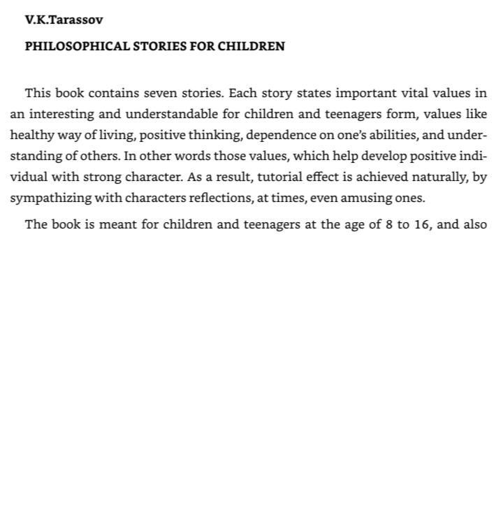 PHILOSOPHICAL STORIES FOR CHILDREN